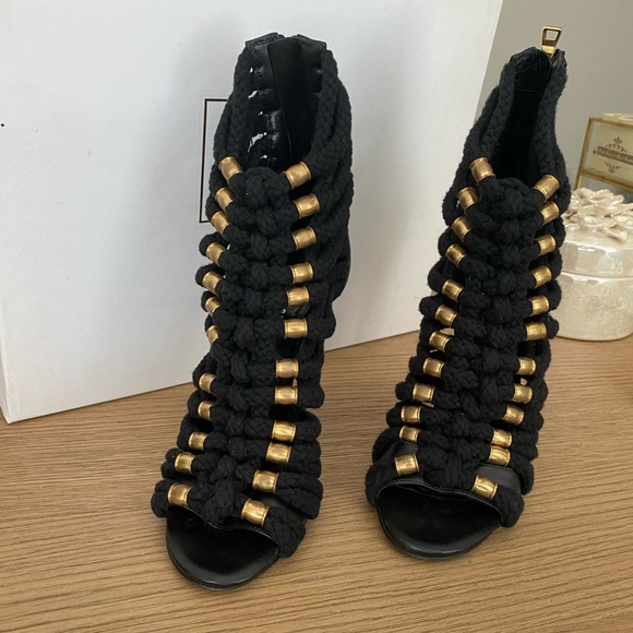 SOLD Balmain ikki leather and cotton sandals - Picture 7 of 14